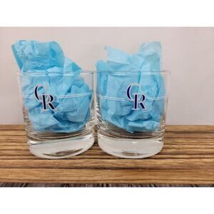 Jack Daniels / Colorado Rockies MLB Heavy Bottom Whiskey Glasses - Set of 2